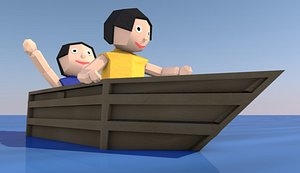 3D origami cartoon boat