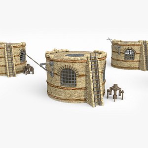 Ancient building cylindrical fortress 3D model