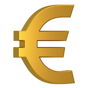 3D Euro Currency Symbol Gold