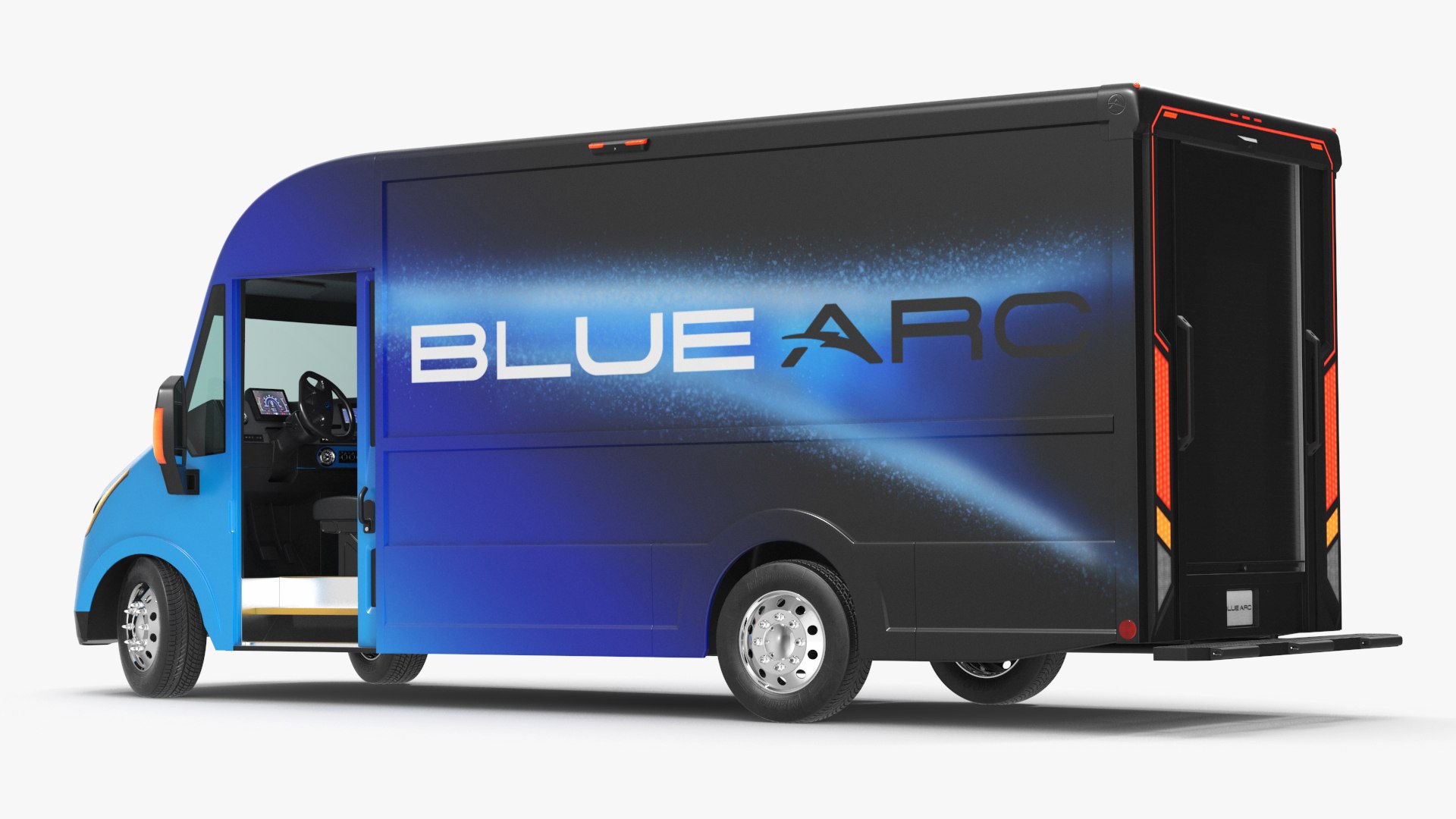 Blue Arc Electric Delivery Van Rigged for Cinema 4D(1) 3D model preview