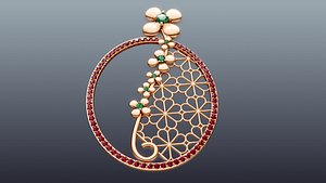 3D Oval Flower Lace Diamond Flowers Twig Pendant