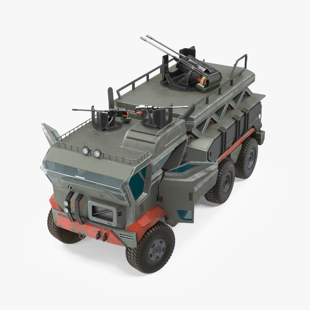 Sci-Fi Military Truck Rigged 3D model preview