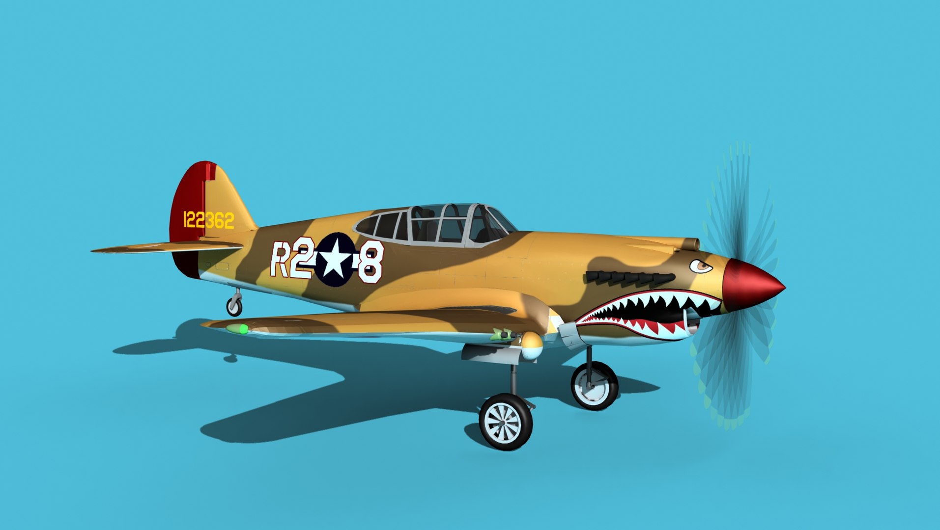 Curtiss P-40B Warhawk V15 USAAF model https://p.turbosquid.com/ts-thumb/V8/Qhl1ws/14/curtissp40bwarhawkv15usaaf0030/jpg/1655739660/1920x1080/fit_q87/bfcecf50e56b5ed13293ca1f8b88438002ab4dac/curtissp40bwarhawkv15usaaf0030.jpg