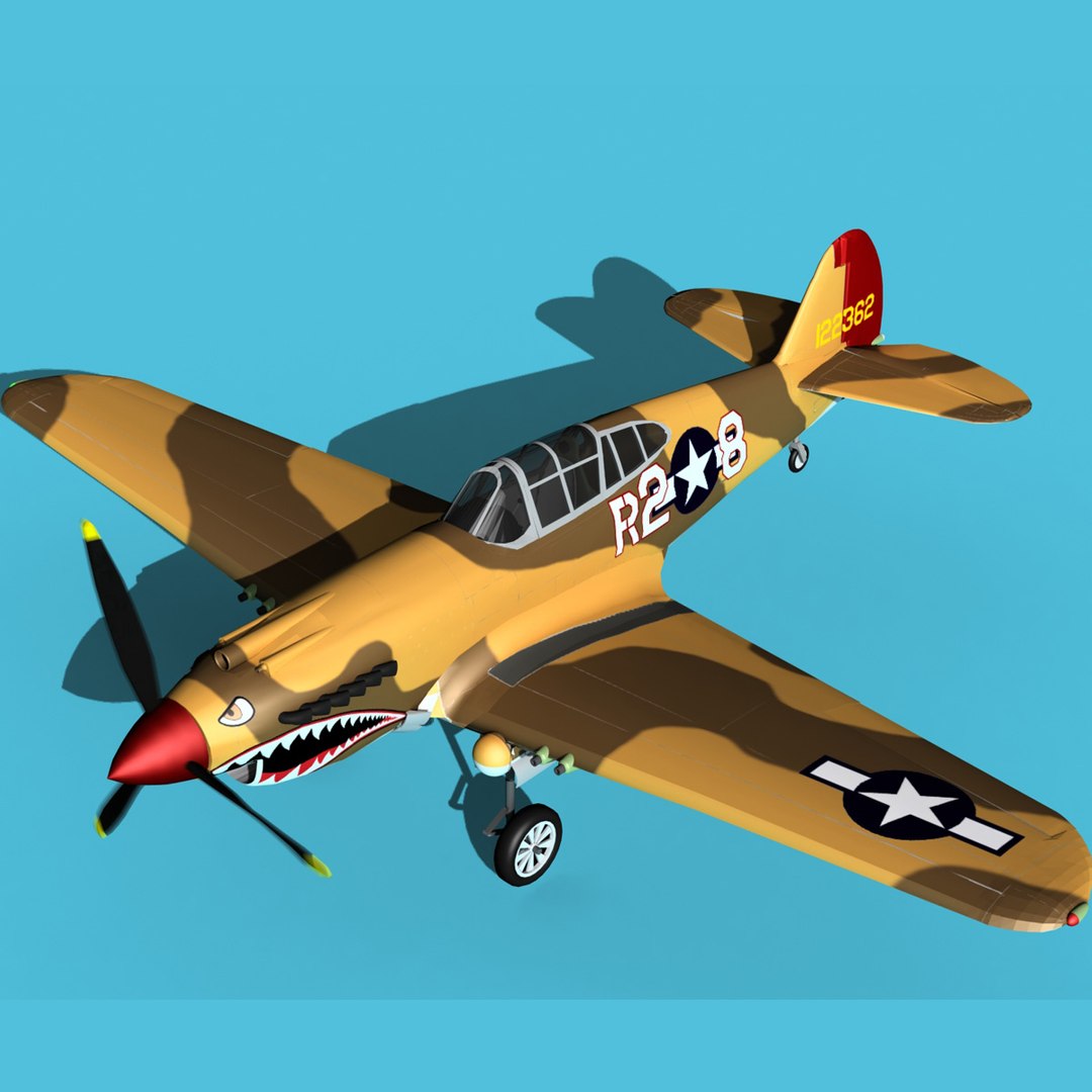 Curtiss P-40B Warhawk V15 USAAF model https://p.turbosquid.com/ts-thumb/V8/Qhl1ws/AE/p36chawk12x12/jpg/1655739667/1920x1080/fit_q87/47b2543a7bf1771c34f16cccdb724af09c1dcbd7/p36chawk12x12.jpg