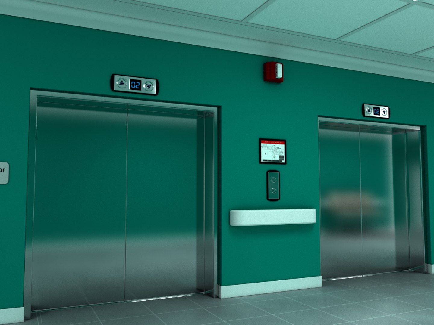 Scene elevator lobby interior 3D model - TurboSquid 1401712