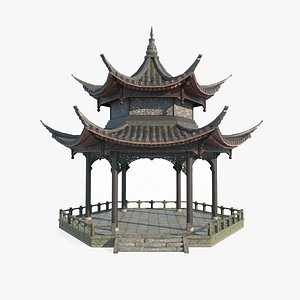 An ancient architectural pavilion in Asia 3D model