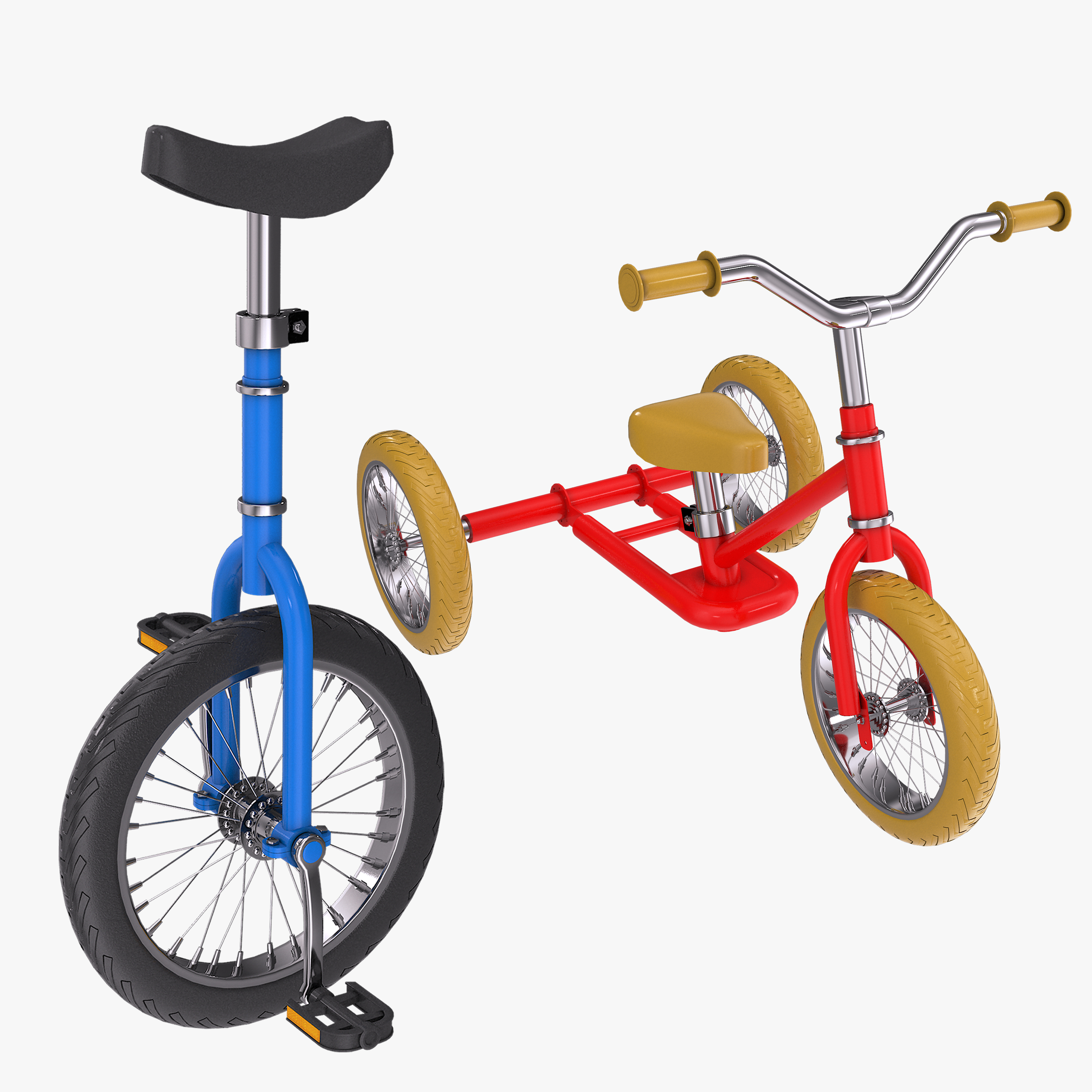3D Tricycle and Unicycle TurboSquid 1870207