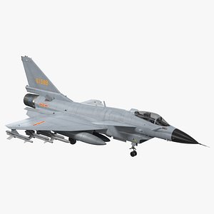 Modern Multirole Combat Aircraft J-10 Fighter Jet Rigged for Cinema 4D