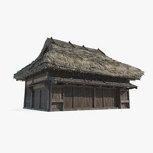 Asian ancient architecture thatched hut 3D model