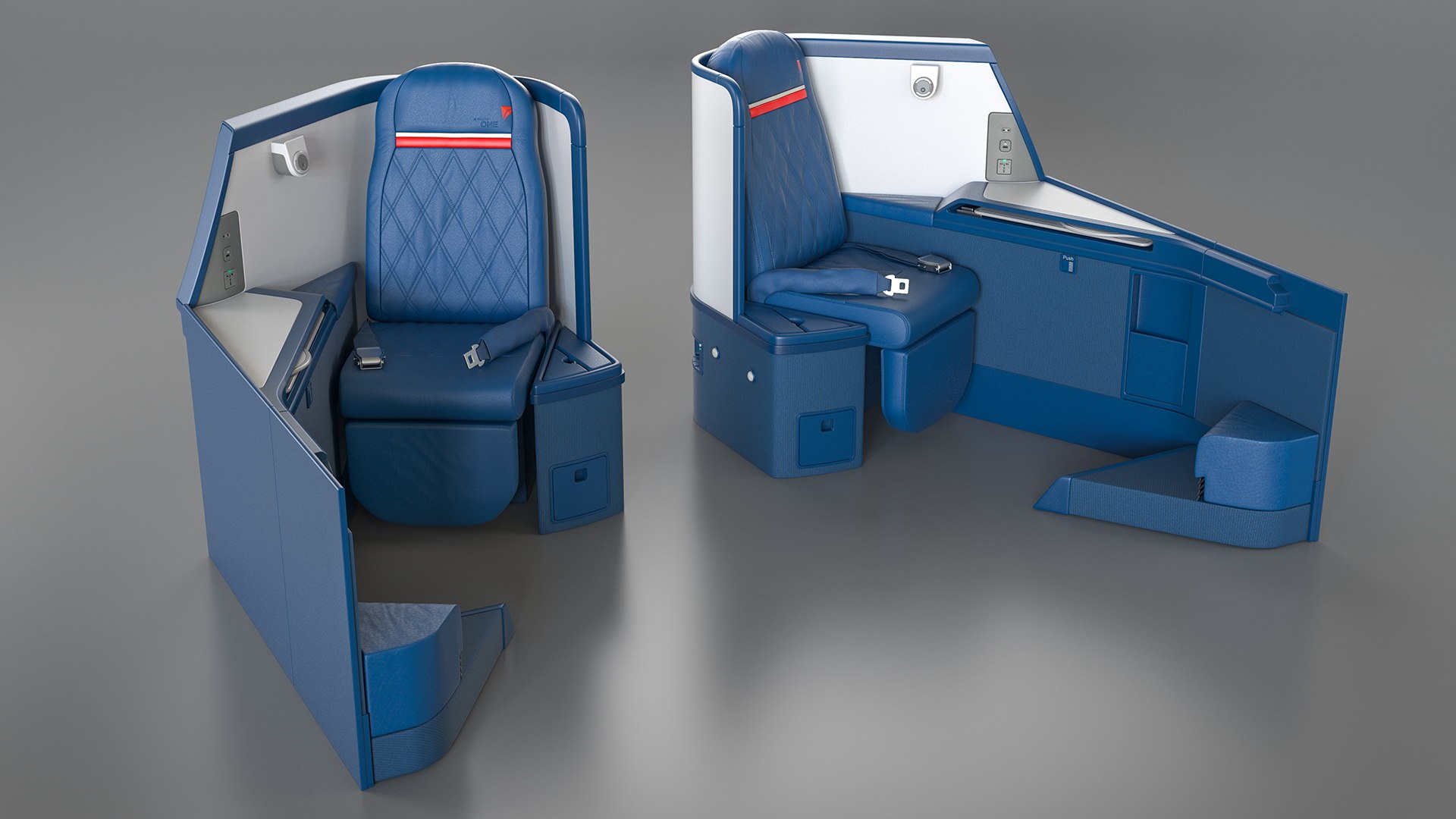 Airbus A330-300 Delta One Business Class Seats Side 3D model preview