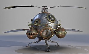 steampunk steam helicopter 3D model