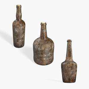 3D model Antique Wine Bottles Collection