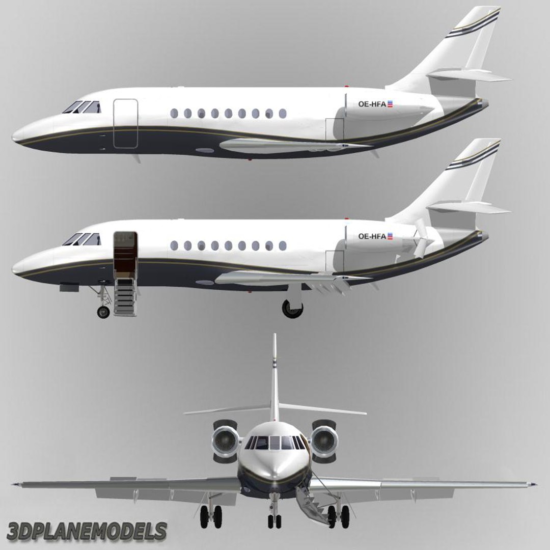 3d dassault falcon business jet model