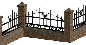 Brick and concrete wall fence set