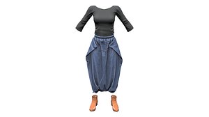 3D Full Salwar Outfit Top Pants Boots model