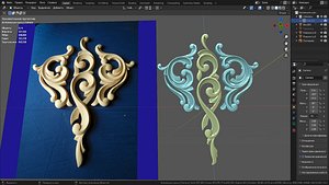 3D model Three carved elements