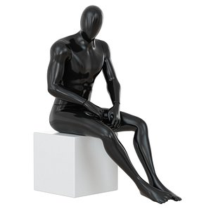 black mannequin sitting white 3D model