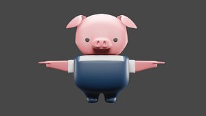3D pig lowpoly model