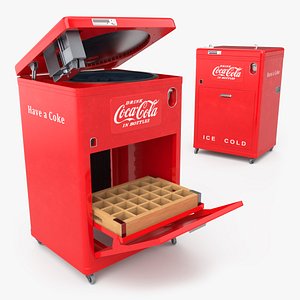 Coca-Cola Bottle Cooler with Rotary Loader Red Vintage Rigged for Maya