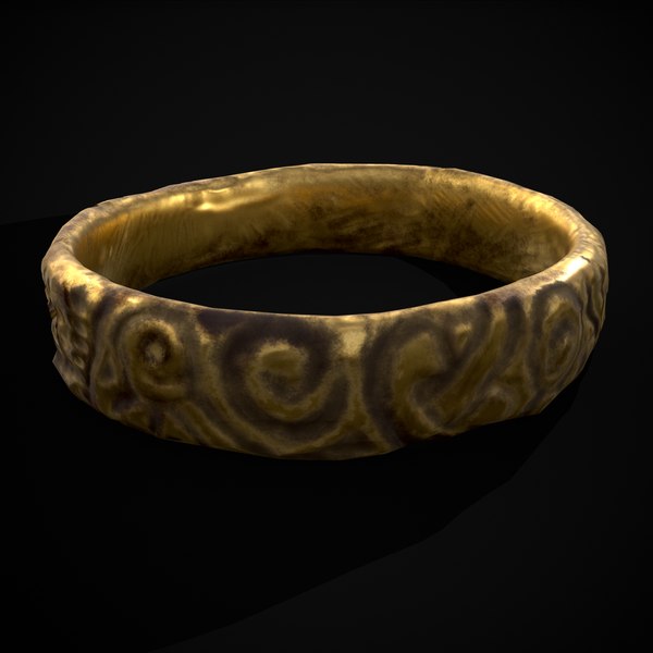 3D model Medieval Carved Gold Ring