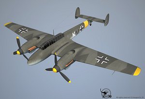 3d messerschmitt bf airplane plane model