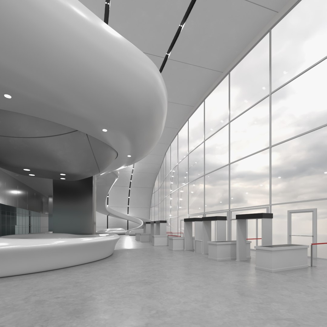 Futuristic Lobby Interior 3D model preview