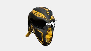 3D SciFi Ninja Mask A09 Black Yellow - Character Design Fashion