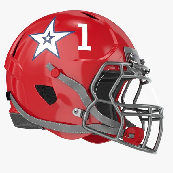 3D red football helmet