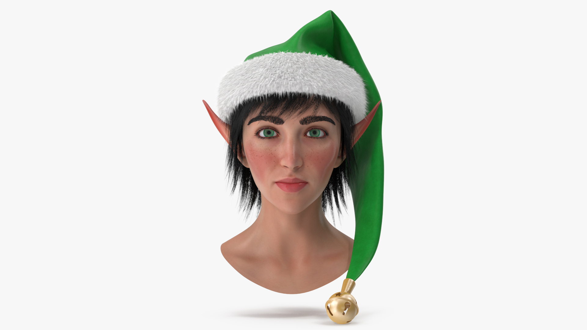Christmas Elf Female Head 2 Model - TurboSquid 2479552