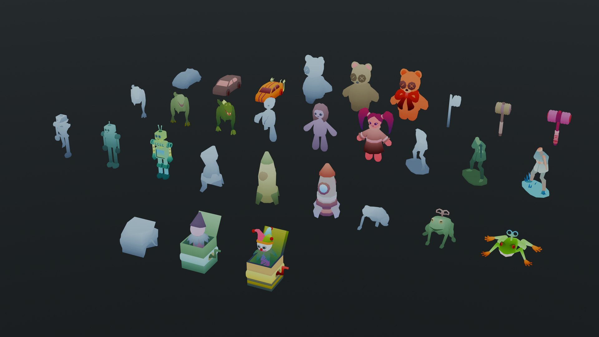 3D Low Poly Game Ready Toys Pack https://p.turbosquid.com/ts-thumb/V9/uvzFSC/R7/toysrender1/png/1787409931/1920x1080/fit_q87/a590bcac8ba5454d987488dc07ca198df645418f/toysrender1.jpg