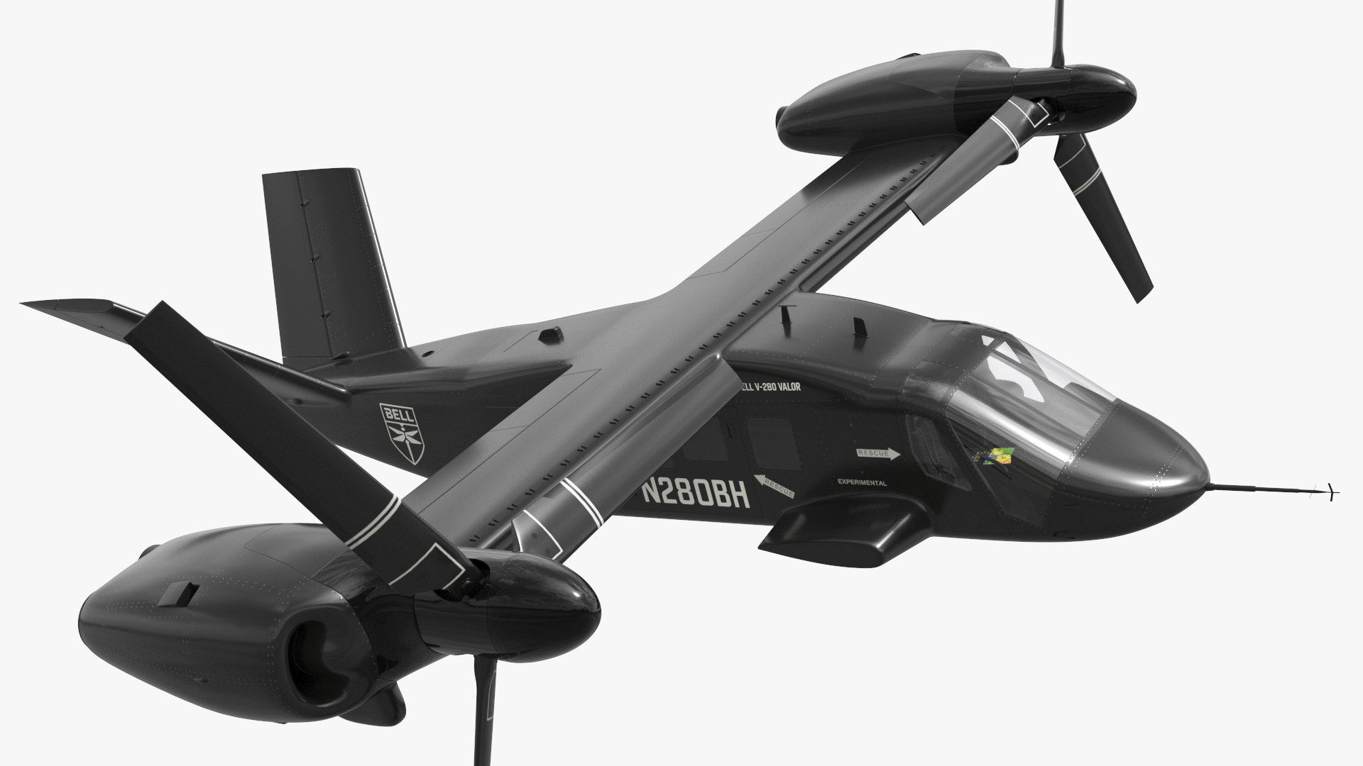 Bell V-280 Vertical Lift Combat Vehicle Flying Rigged 3D model for vehicle visualization, games, animation, transport scenes, and automotive rendering