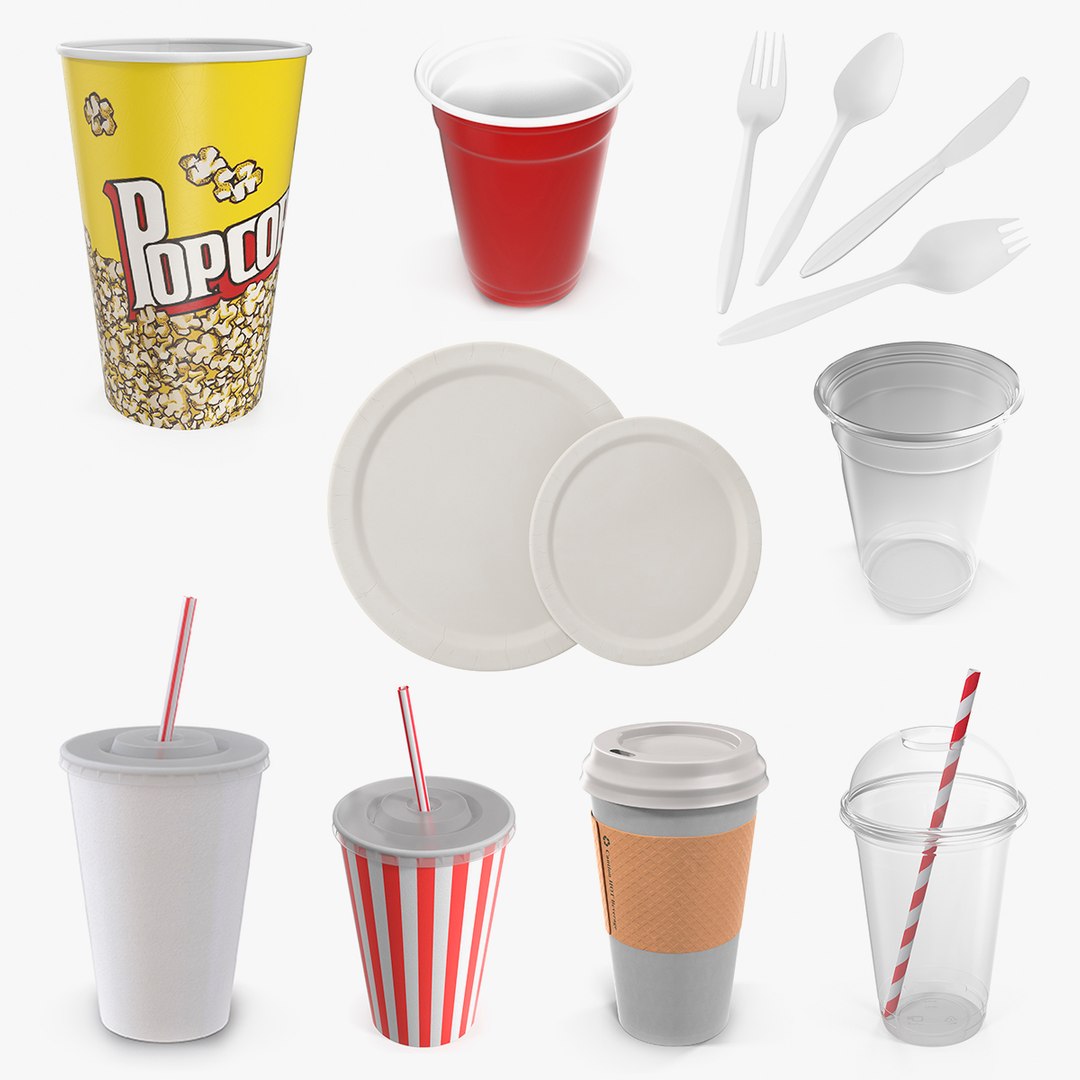 Disposable Tableware Collection 3 3D model preview