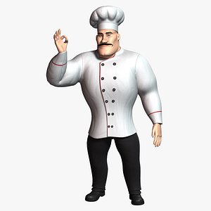 cartoon chef 2 rigged character model