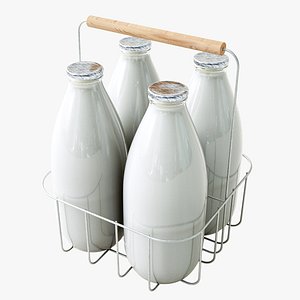 Vintage Glass Milk Bottles and Carrier Food Props 3D HousewPoserWorld 3D  Model Content Store for Poser and DAZ 3D Studio