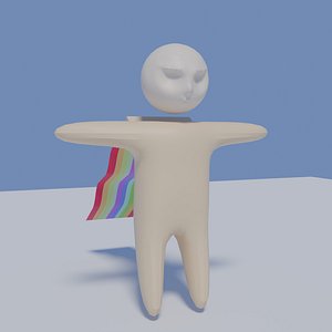 Doll with rainbow ribbon or cloak 3D model