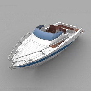 3d low-poly motor boat model