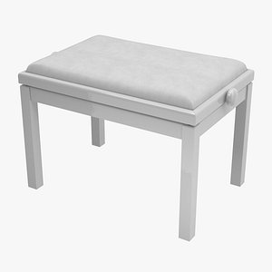 3D white piano bench model