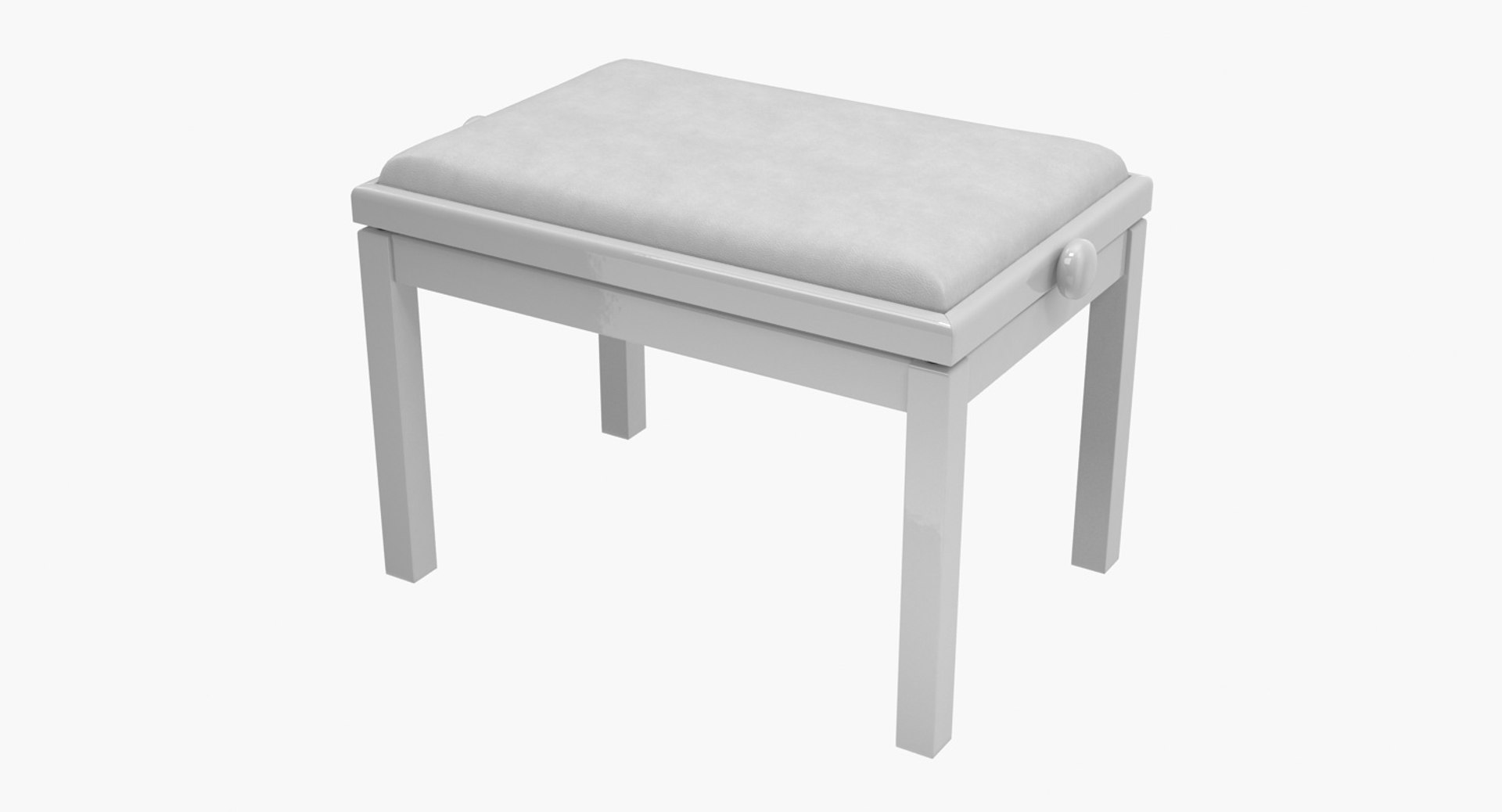 White Piano Bench 3D model preview