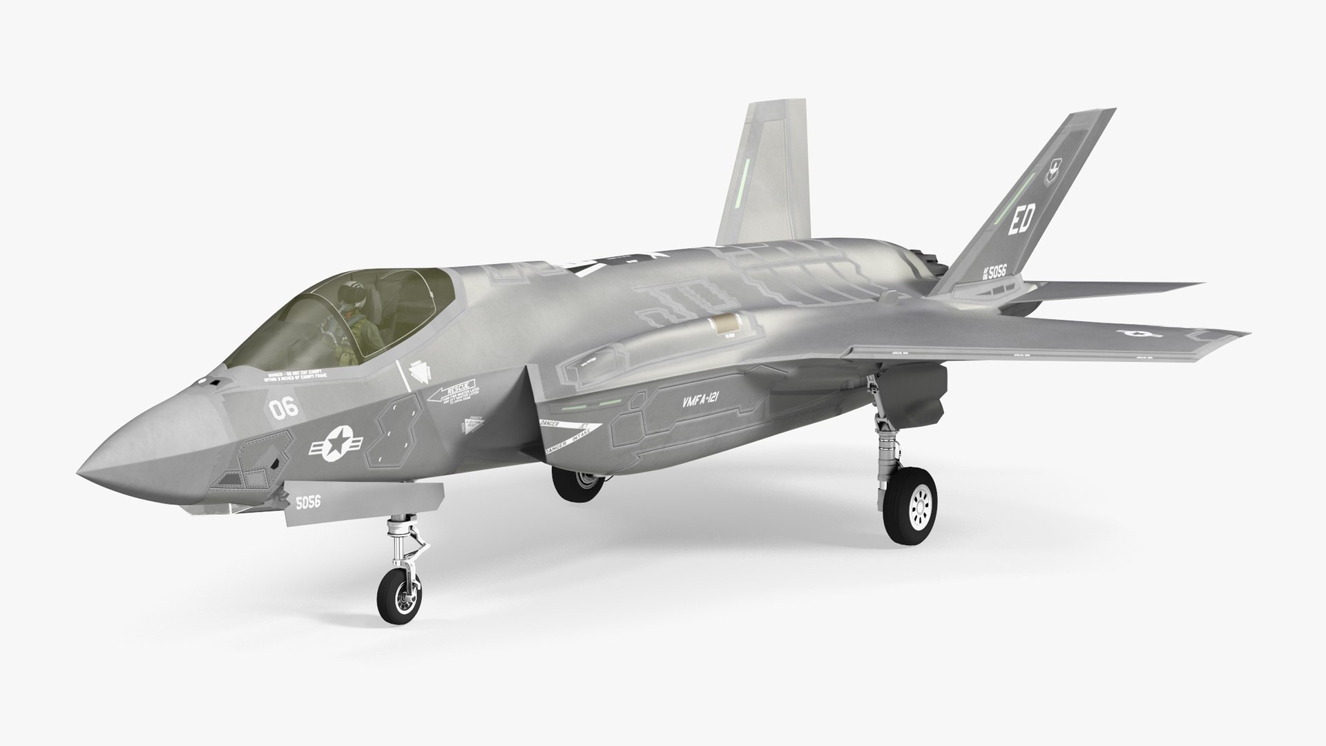 Stealth Multirole Fighter F 35 Lightning II With a Pilot Rigged for Maya 3D model preview