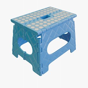 3D Plastic Folding Step Stool - Blue model