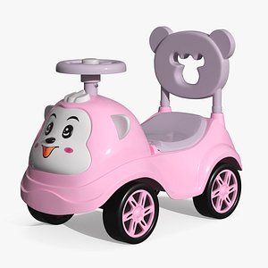 Baby Push Car with Steering Wheel Pink