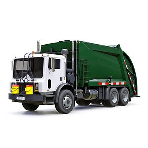 3D model low-poly garbage truck