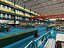 Cenário de fábrica e oficina com estrutura de aço industrial