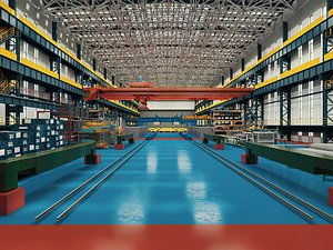 Industrial Steel Structure Factory And Workshop Scene 3D model