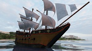 High Seas Pirate Ship 3D model