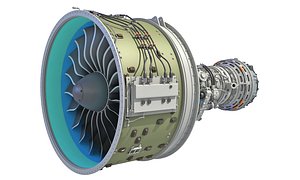 3D geared turbofan engine interior model