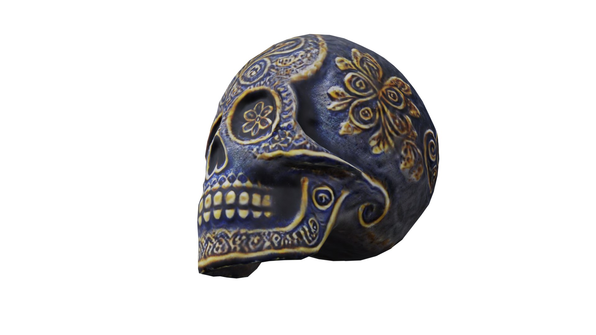 Ornate Ceramic Sugar Skull 3D - TurboSquid 2202365