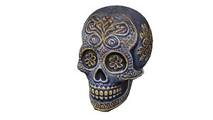 Ornate ceramic sugar skull 3D
