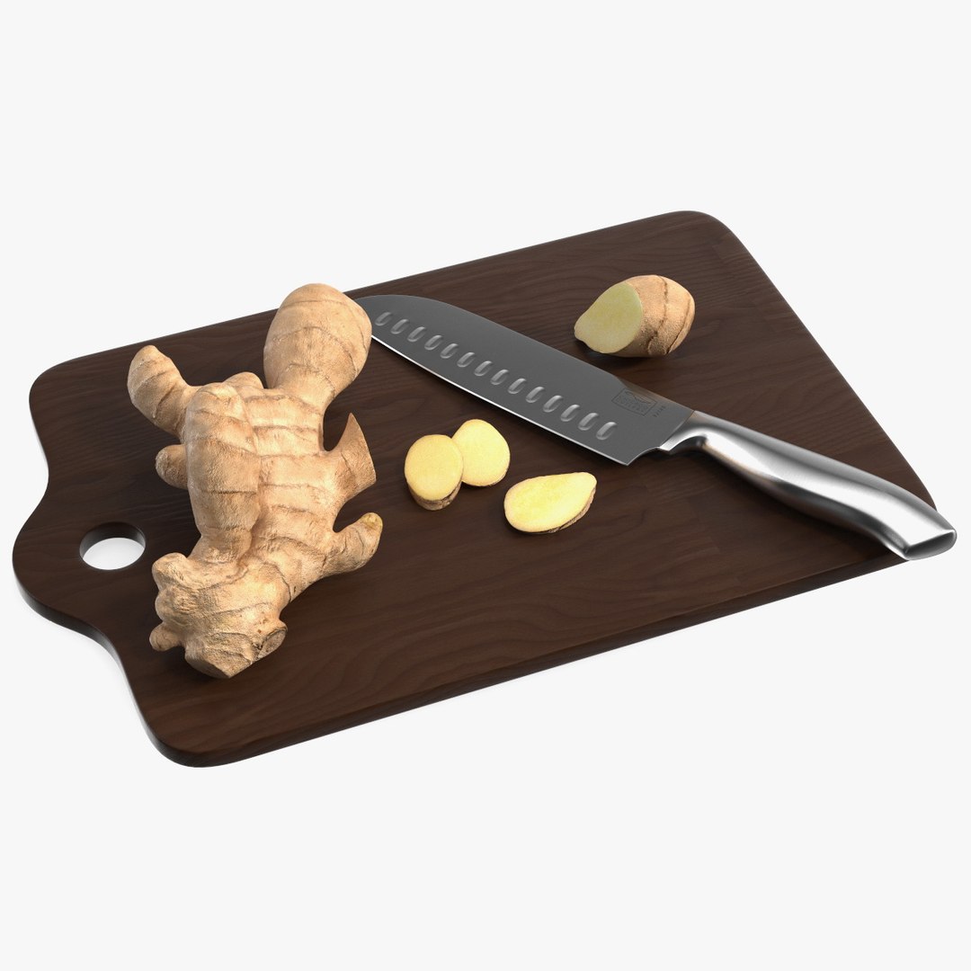 Sliced Ginger Cutting Board 3D model preview