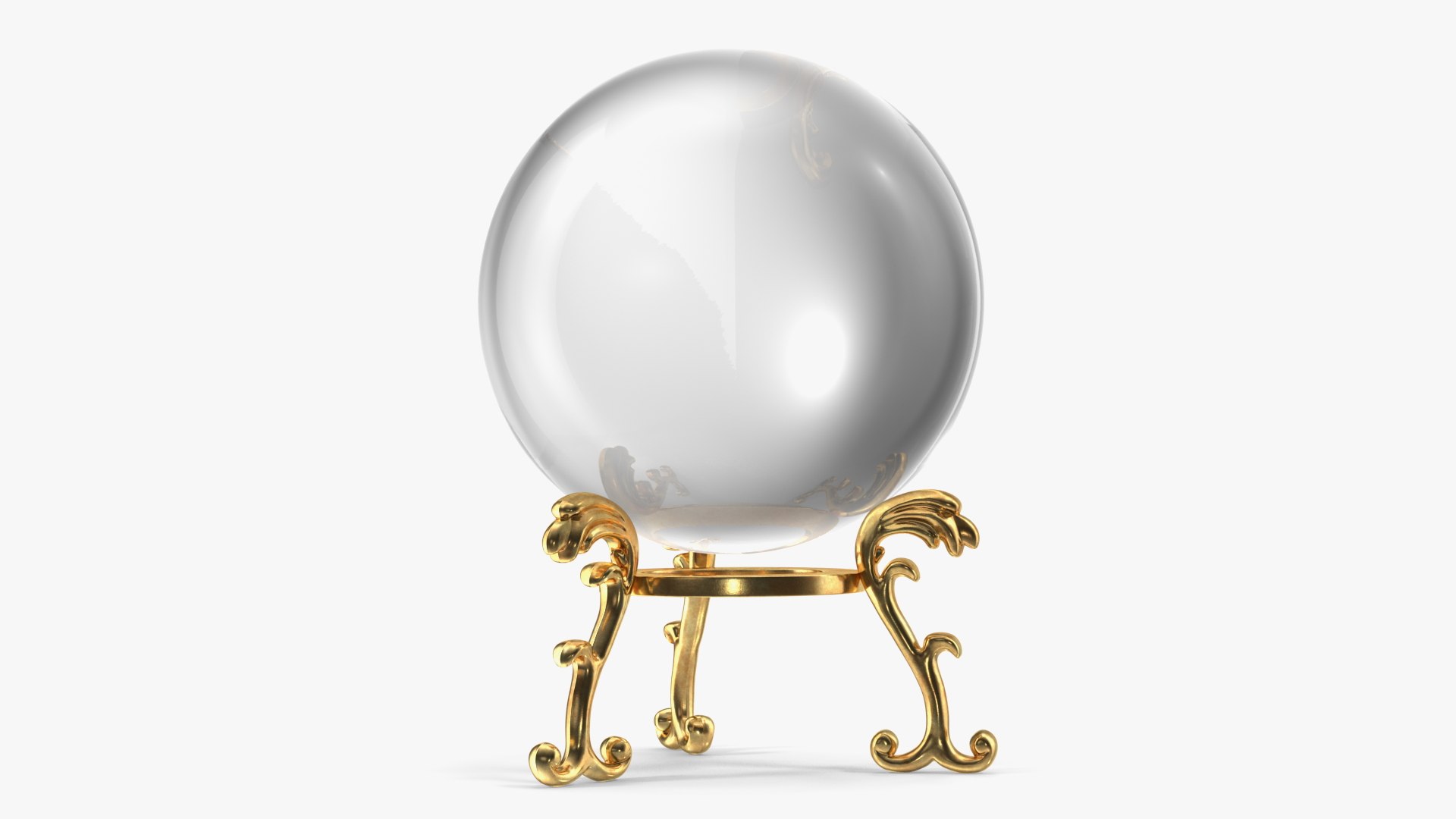 Clear Crystal Ball with Golden Stand 3D model preview